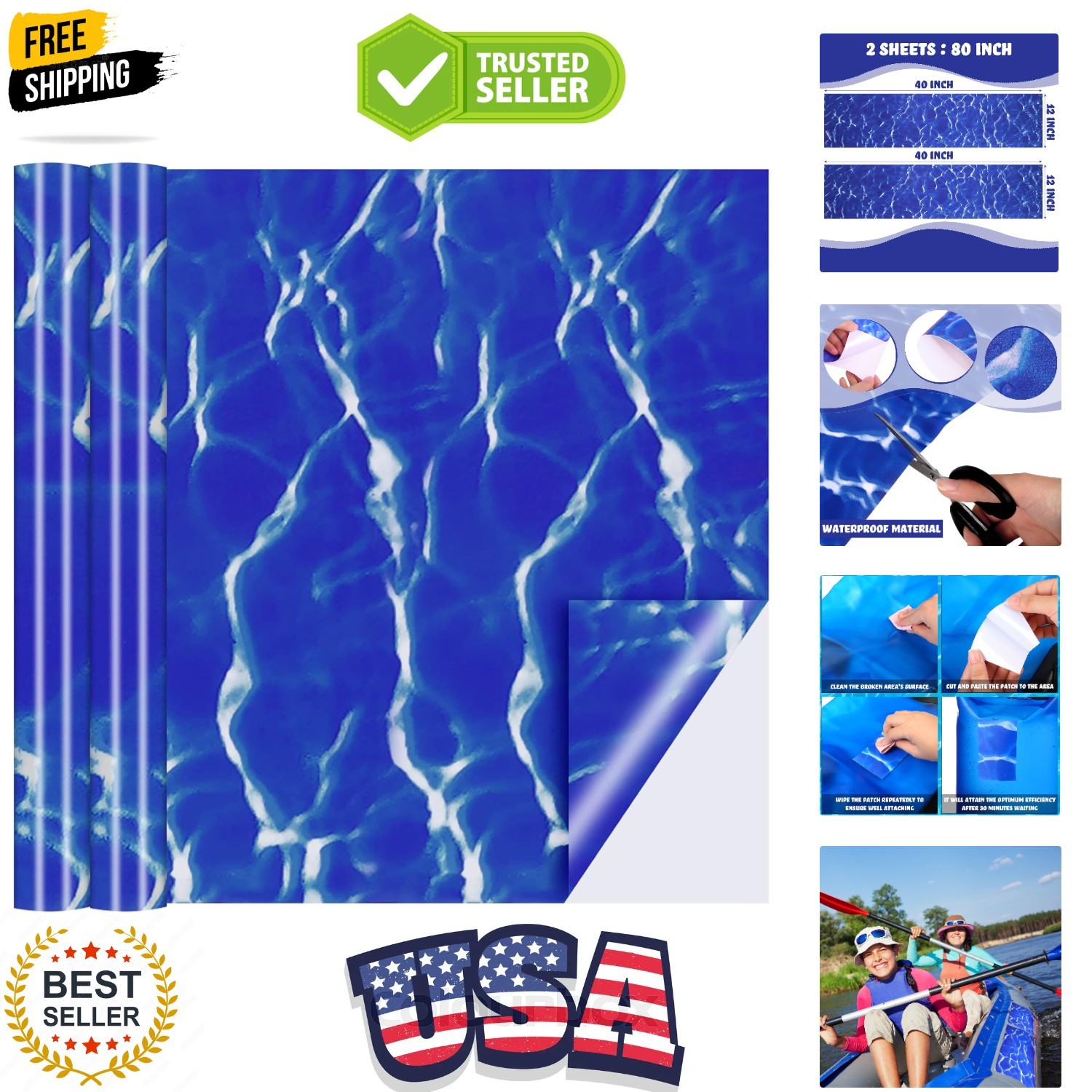 Vinyl Pool Liner Patch Self-Adhesive PVC Repair Patch for Swimming Pools Infl... gallery