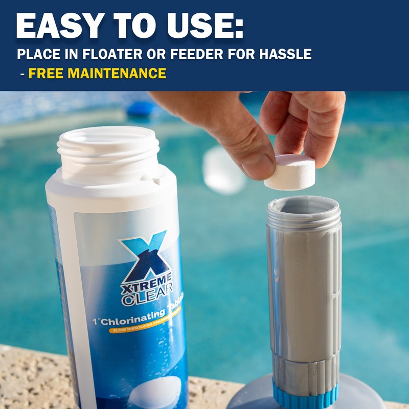 XtremeClear 1" 99% Trichloro Stabilized Swimming Pool Chlorine Tablets - 1.5lbs gallery