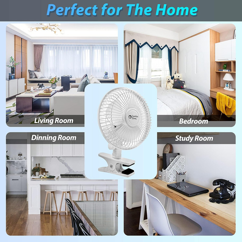 6" Portable Clip-On Fan, Adjustable Tilt, 2-Speed Quiet Mini Desk Fan gallery
