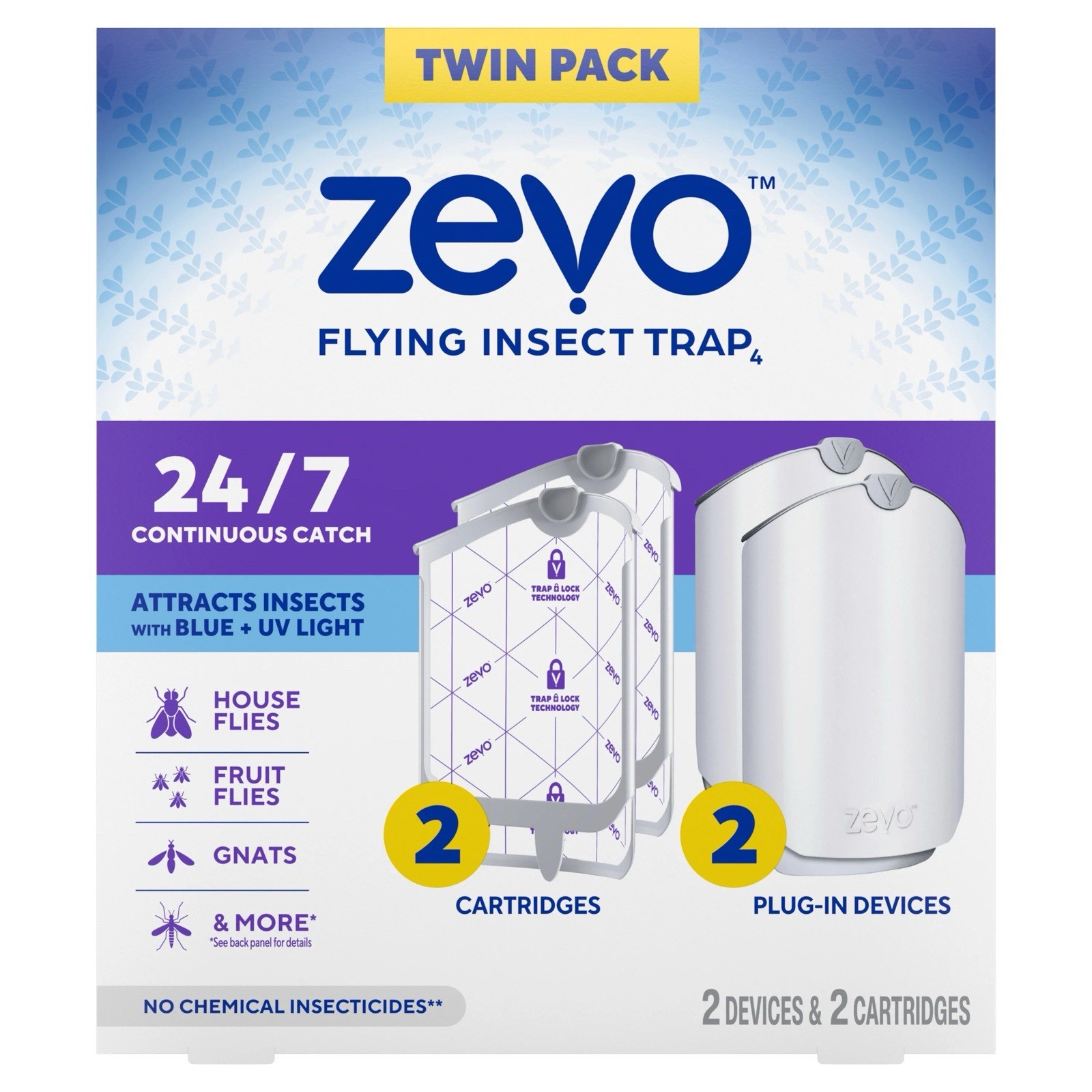 Zevo Plug-In Fly Trap 2 Plug-in Bases + 2 Cartridges UV Light (Dented Boxes) G19 gallery