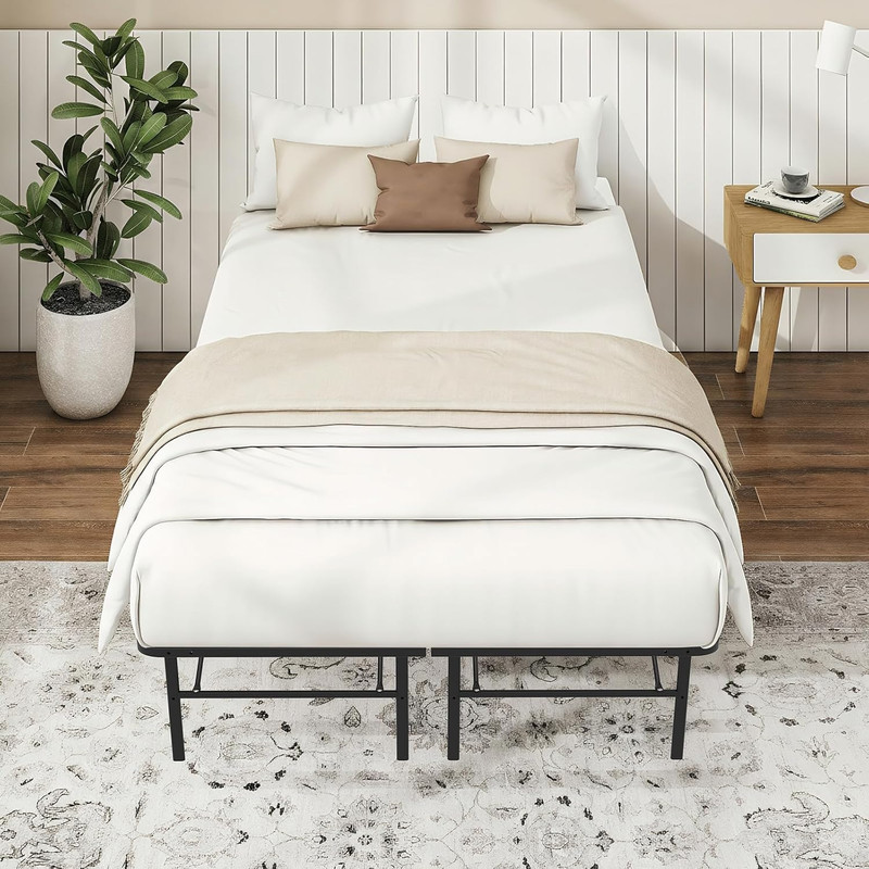 Foldable Full Size Bed Frame，Metal Platform with 14" Underbed Storage, Heavy Dut gallery