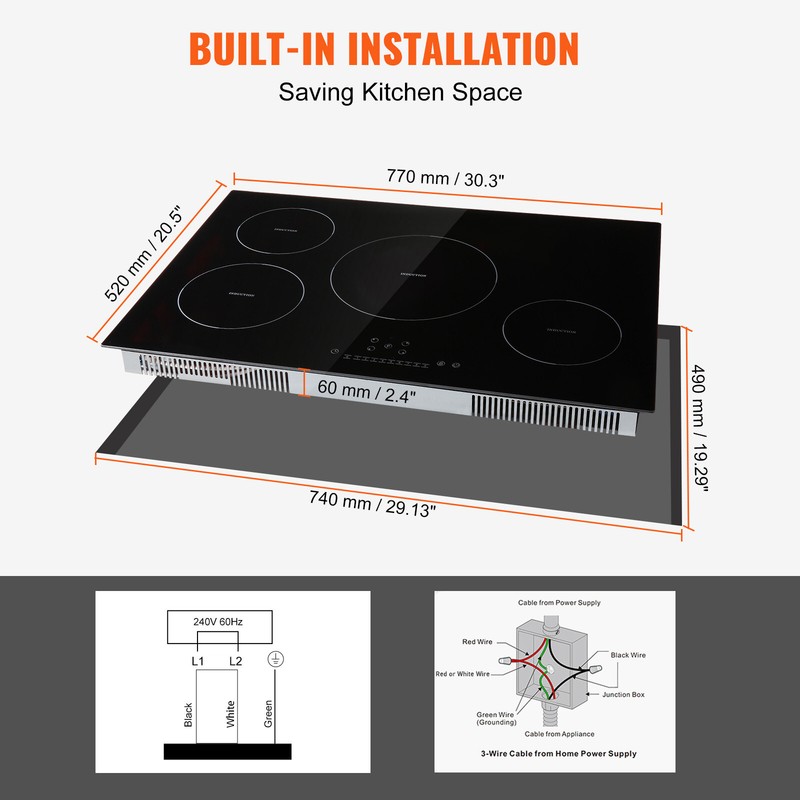 VEVOR 30in Electric Induction Cooktop 4 Burners Stove Top Touch Control 7500W gallery