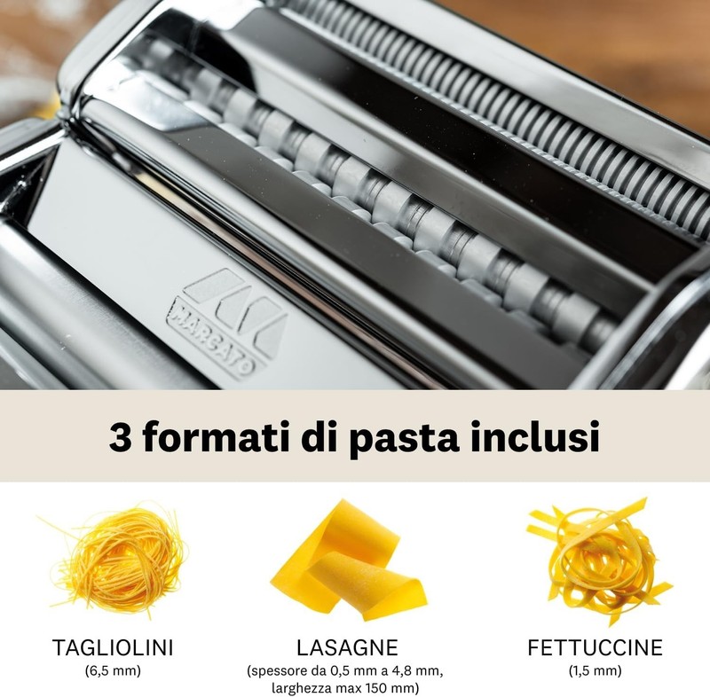 Pasta Maker Machine Manual Chrome Steel for Lasagna Fettuccine Tagliolini 6 Pack gallery