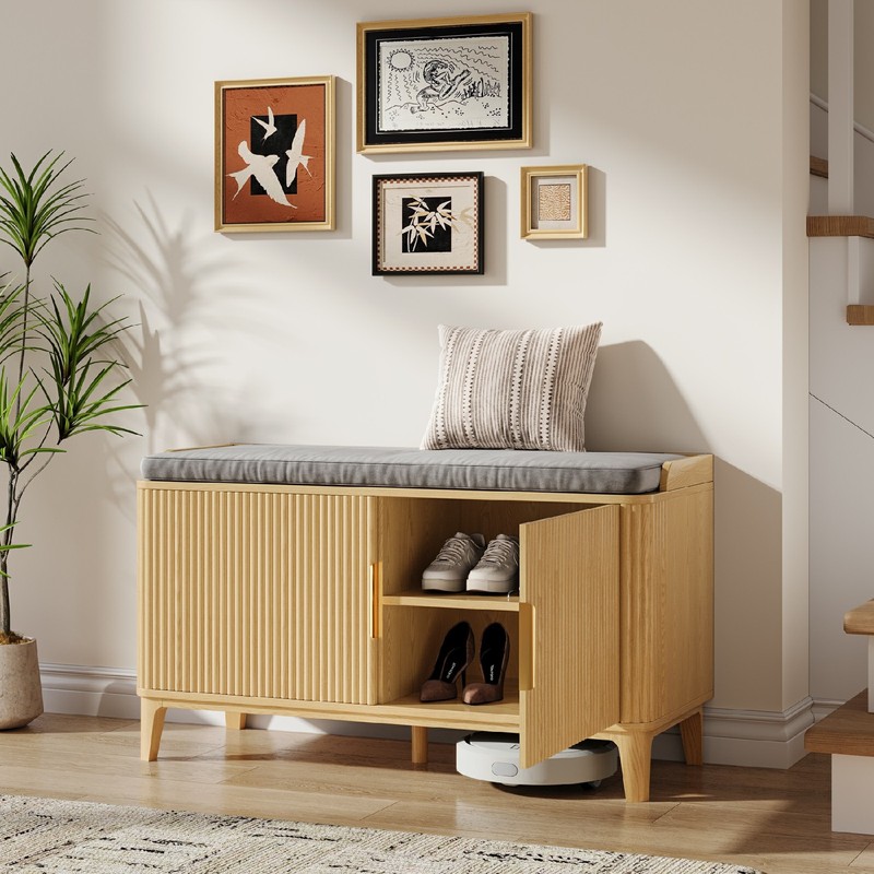 Storage Bench, Shoe Bench with Thickened Padded Seat Cushion, Entryway Bench gallery