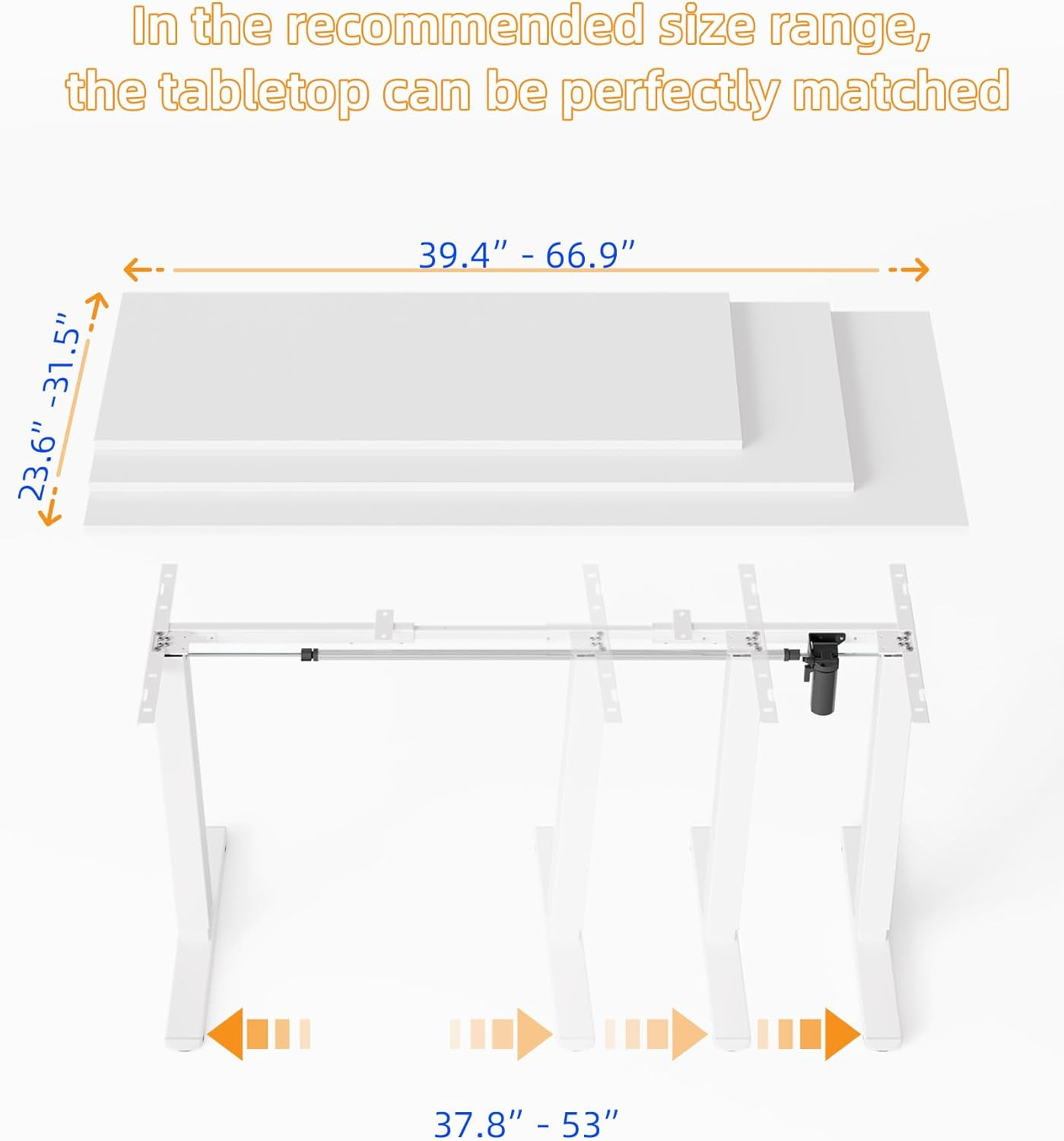 Electric Adjustable Desk Frame for Short People, 18.1-28.3 Inches, White gallery