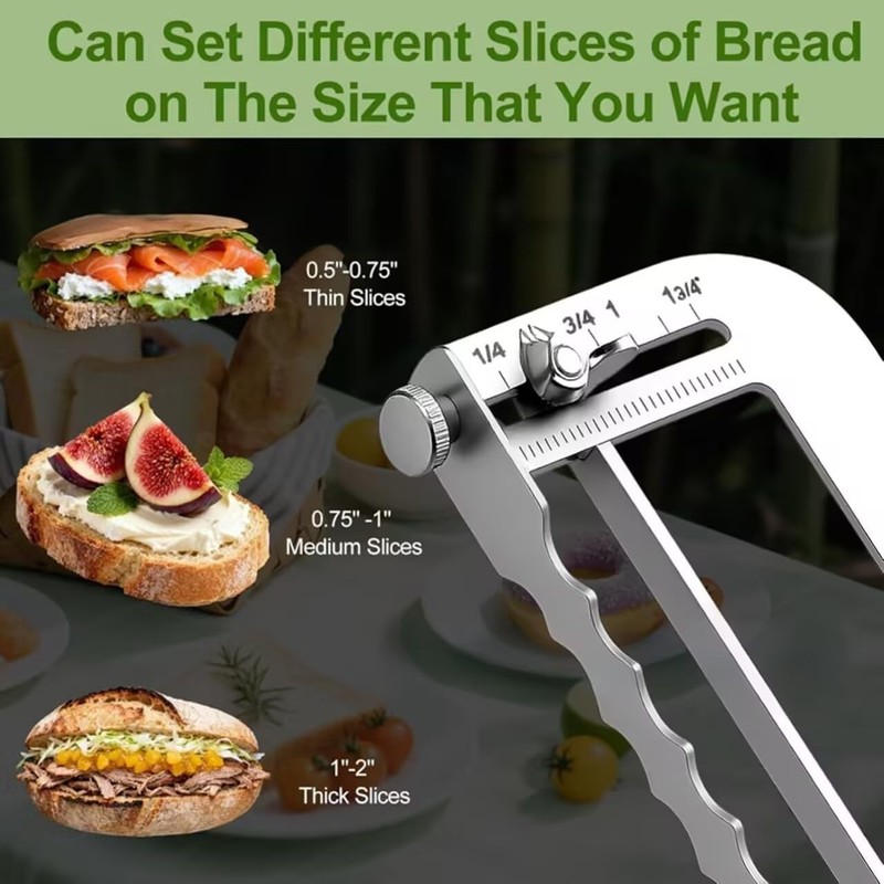 Adjustable Bread Slicer for Homemade Bread - Upgrade Manual Sourdough Bread Knif gallery
