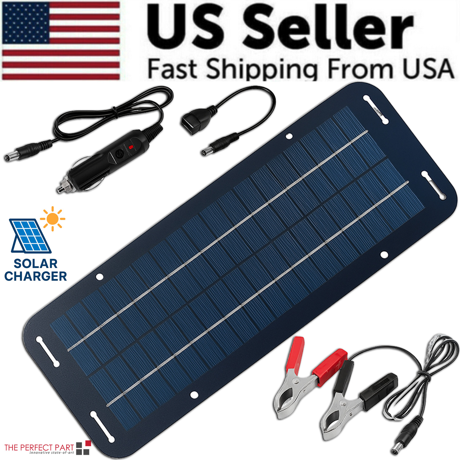 30W Solar Panel 12V Trickle Charger Battery Charger Kit Maintainer Boat Car RV gallery