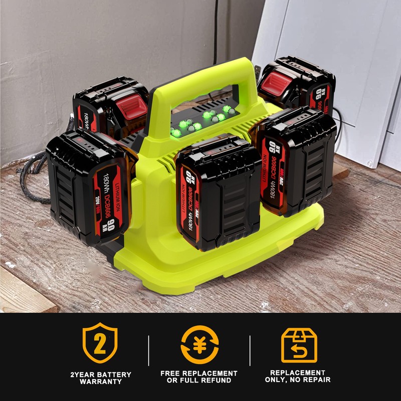 For DEWALT 20V/60V Max Flexvolt DCB609 Lithium-Ion Battery 6-Port Charger DCB104 gallery