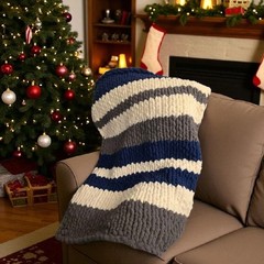 Handmade Chunky Blanket with 3 Different Colors 50 in x 60 in