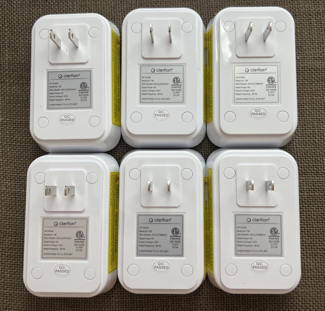 Set 6 Clarifion GL-139 Filterless Negative Air Ionizers Purifier Cleaner 07/2024 gallery