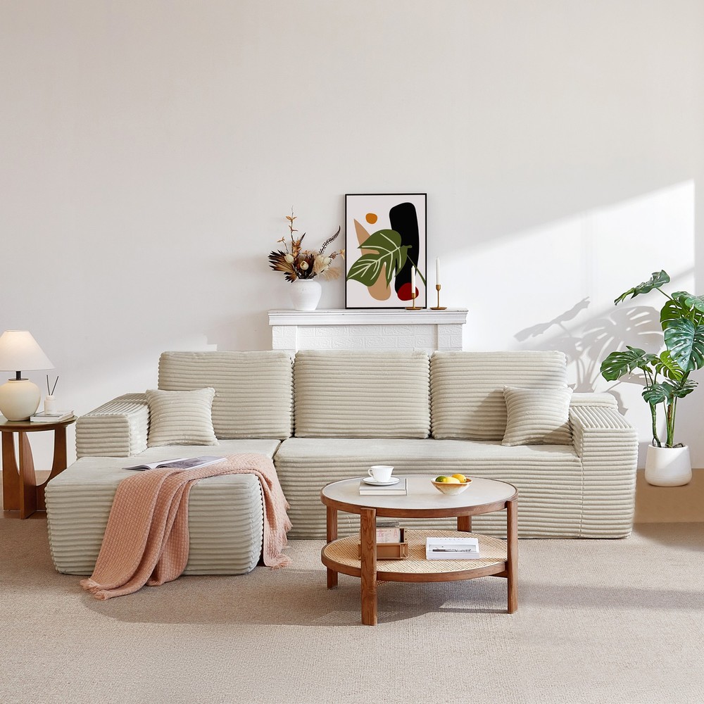 105" Cloud Sectional Couch with L-Shape Chaise,Modern Modular Sofa with Deep Sea