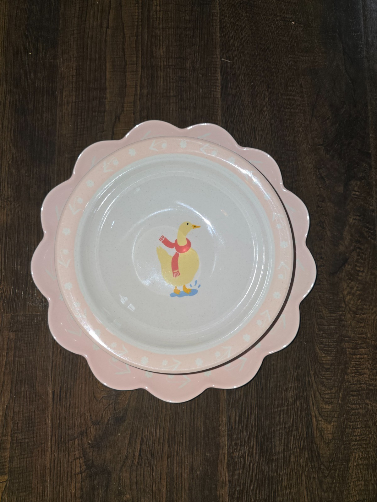 Pillowfort Scalloped 10" Dinner Plate Bowl Set Duck Animal Spring Set NEW * gallery