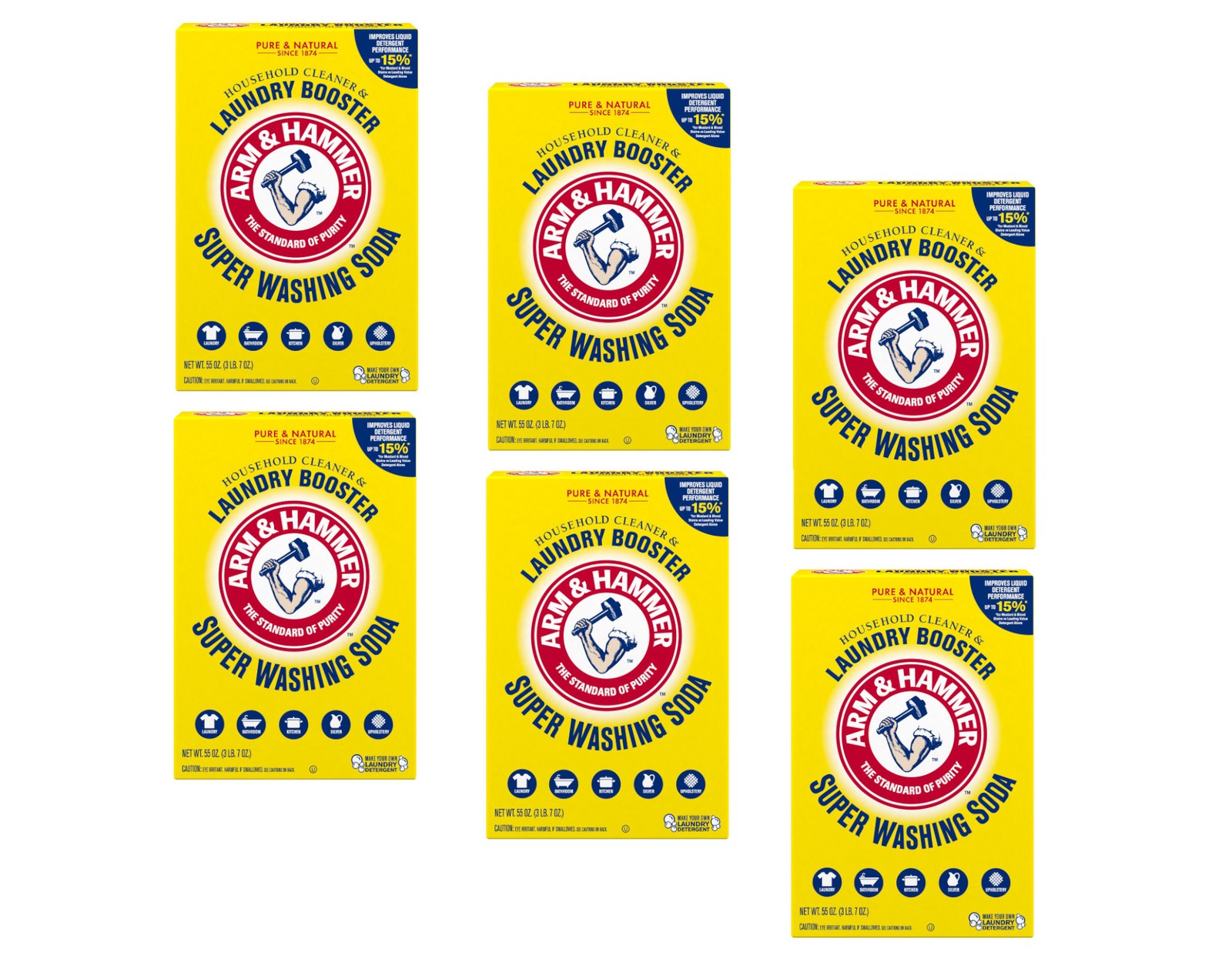 Arm & Hammer Super Washing Soda Laundry Booster, 55oz. - Pack of 6 gallery