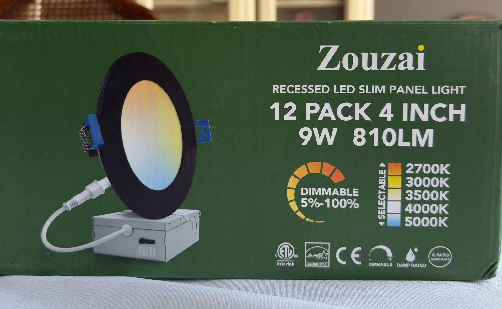 Zouzai 12 Pack 4" Recessed LED Slim Panel Light 9W 810LM Dimmable gallery