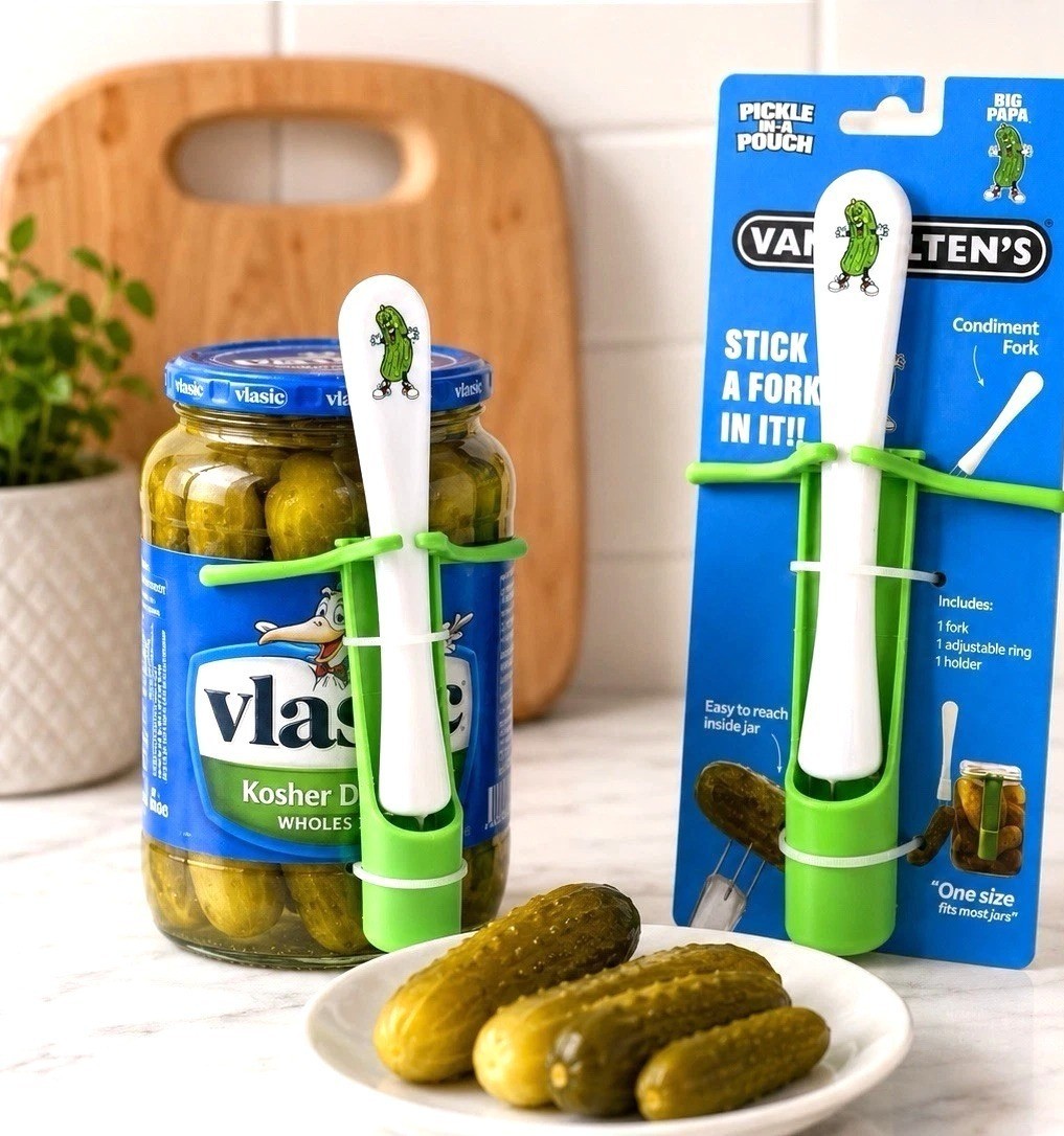 1 x Van Holtens Condiment/Pickles Fork w/Holder & Adjustable Ring Fits Most Jars gallery