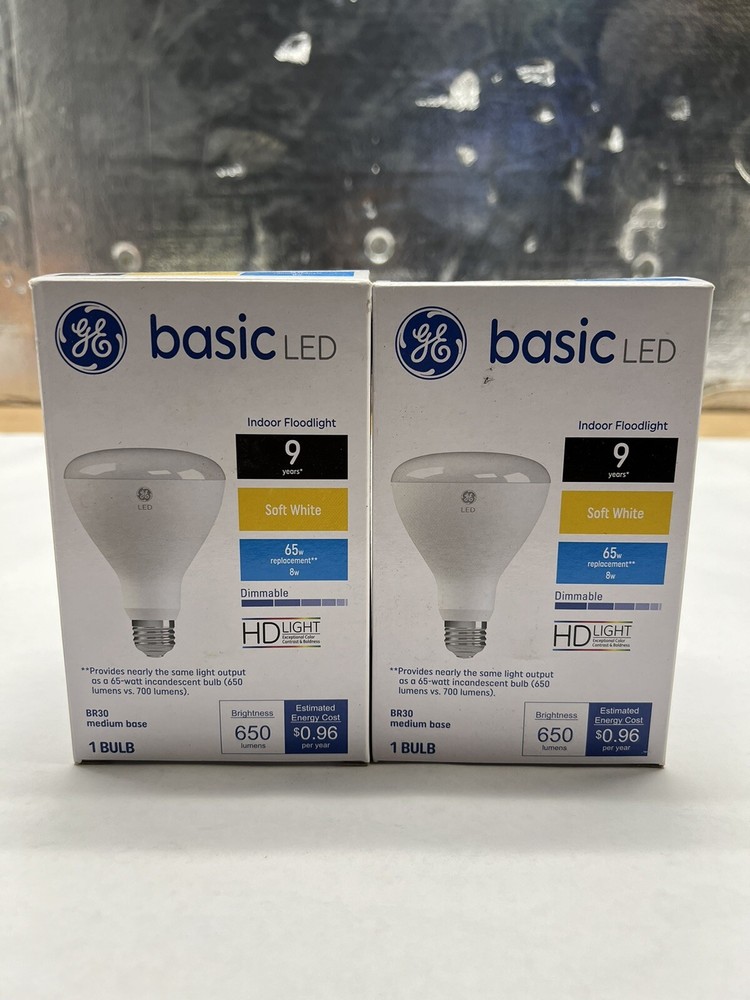 GE 65W Basic LED Indoor Floodlight BR30 Medium Soft Whit 650 L Dimmable 2-PACK