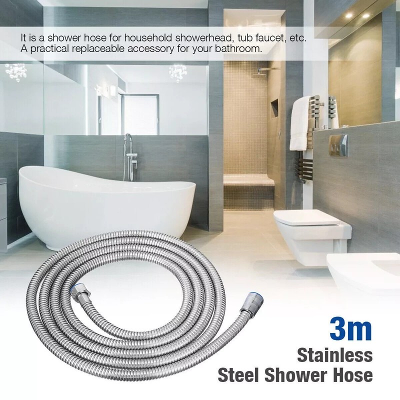 10FT Shower Head Hose Handheld Extra Long Stainless Steel Bathroom Flexible Tube gallery