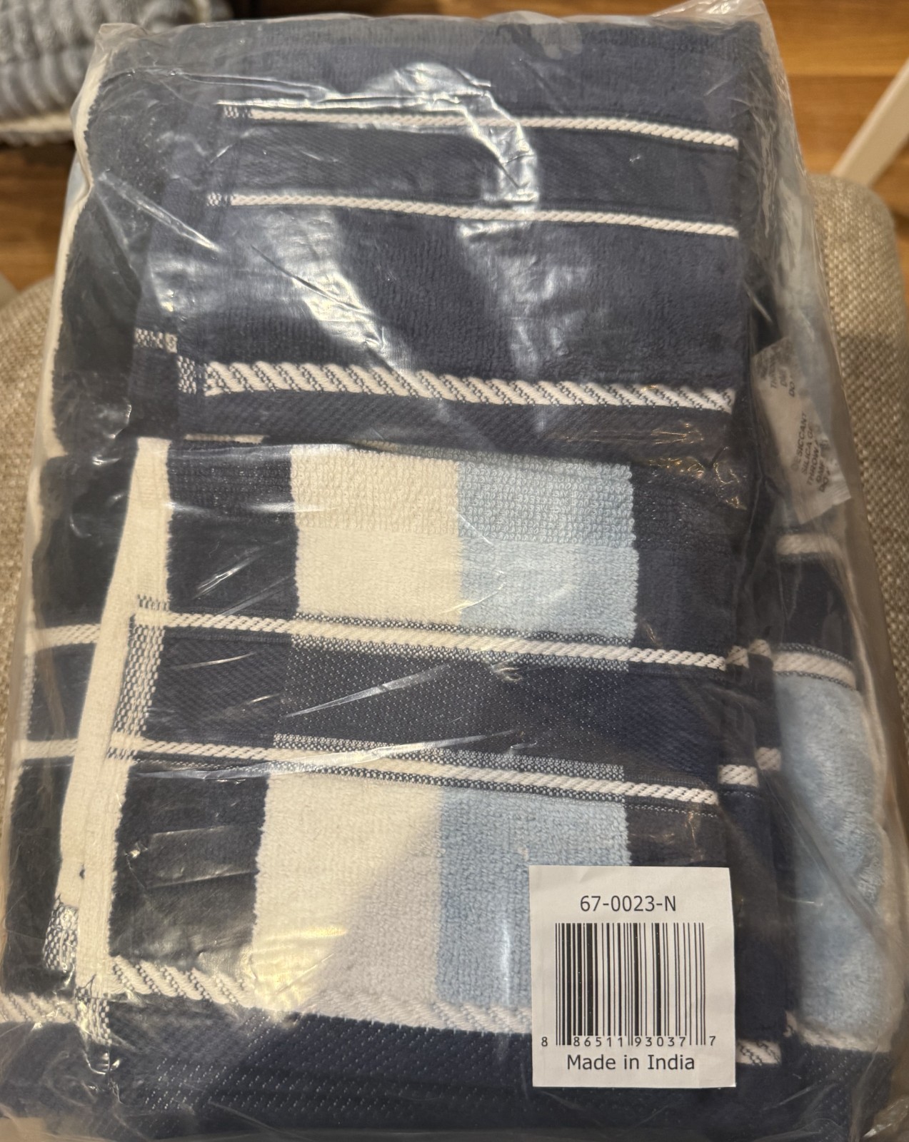 Lavish Home 6 Piece Bathroom Towels Set - 525 GSM 100% Cotton Blue Print gallery