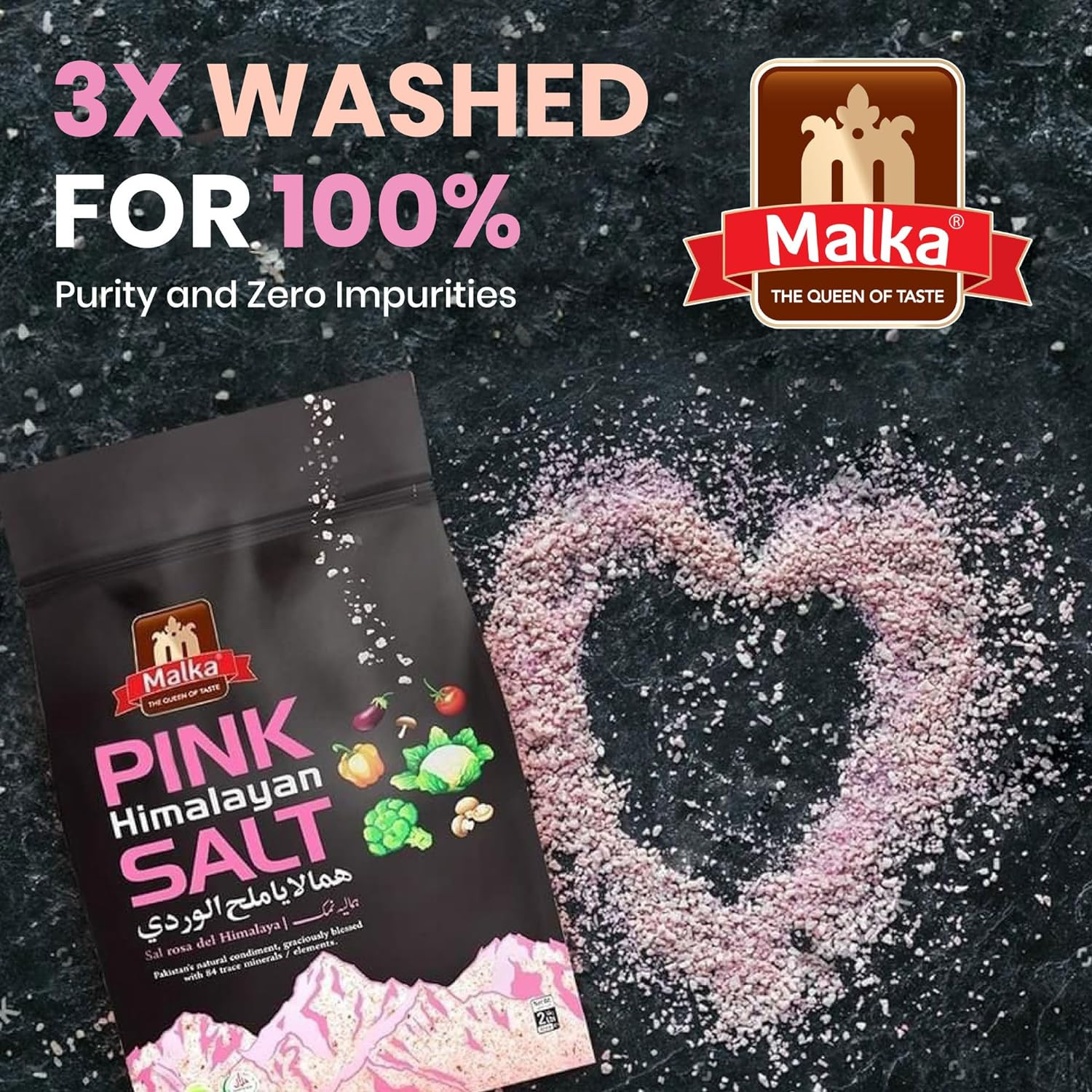 Malka Himalayan Pink Salt, Super Fine Grain Salt, 4lb-(Qty: 2, 2lbs Pouch bags) gallery