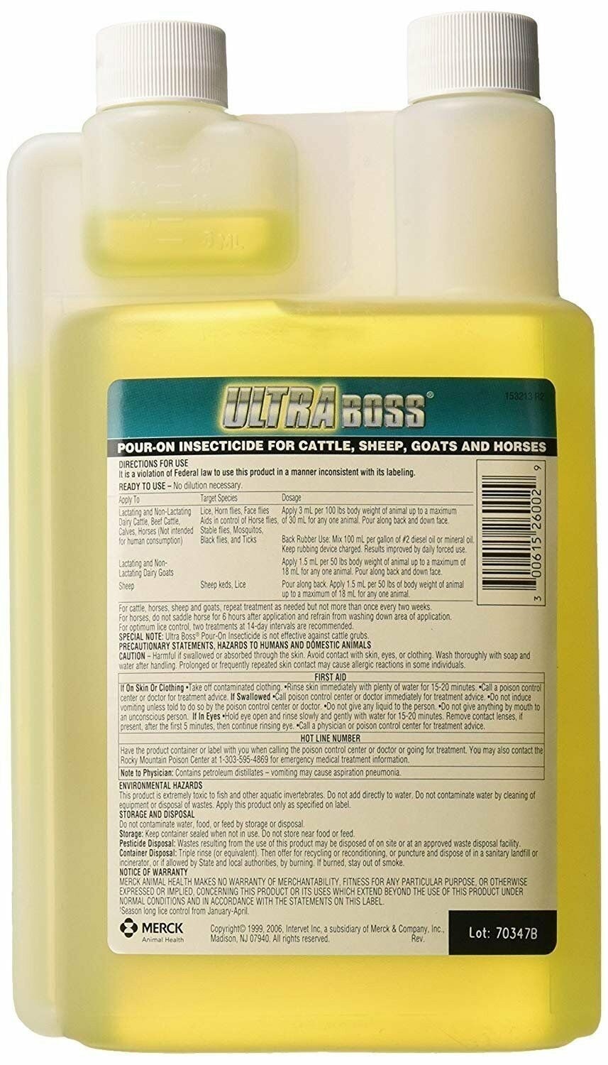 Ultra Boss Pour on Insecticide for Cattle Sheep Goats Horses Merck 32oz gallery