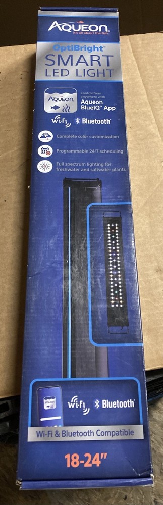 Aqueon OptiBright Smart LED Light Fixture Wi-Fi Bluetooth fresh/saltwater 18-24”