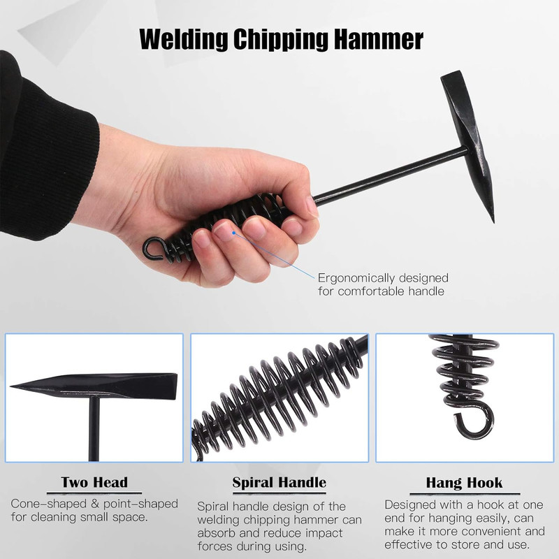 4Pcs 10'' Welding Chipping Hammer with Coil Spring Handle and Wire Brush with A gallery