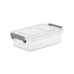 Modular Small Storage Bin, 2.7 Quart Latching Clear Plastic Storage Container wi