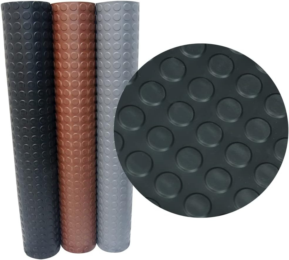 Black Coin-Pattern Thermoplastic Flooring - 3.5mm x 36" x 5ft gallery