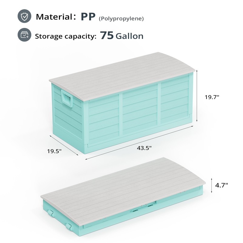 Storage Deck Box Portable 75GAL Folding Plastic for Garden In/Outdoor Storage gallery