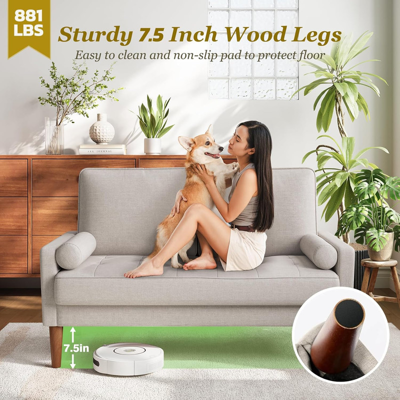 Vesgantti Loveseat Sofa with Solid Wood Legs, 48" Small Couches for Small Spaces gallery