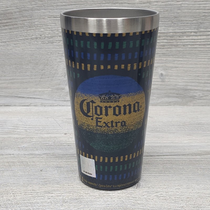 2 Pc Corona Extra 16oz Metal Double Walled Pint Glass Tumbler Man Cave Beer Bar gallery