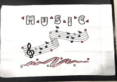 New Music Theme Musical Notes Standard Pillow Case THOMASTON No Iron Percale USA