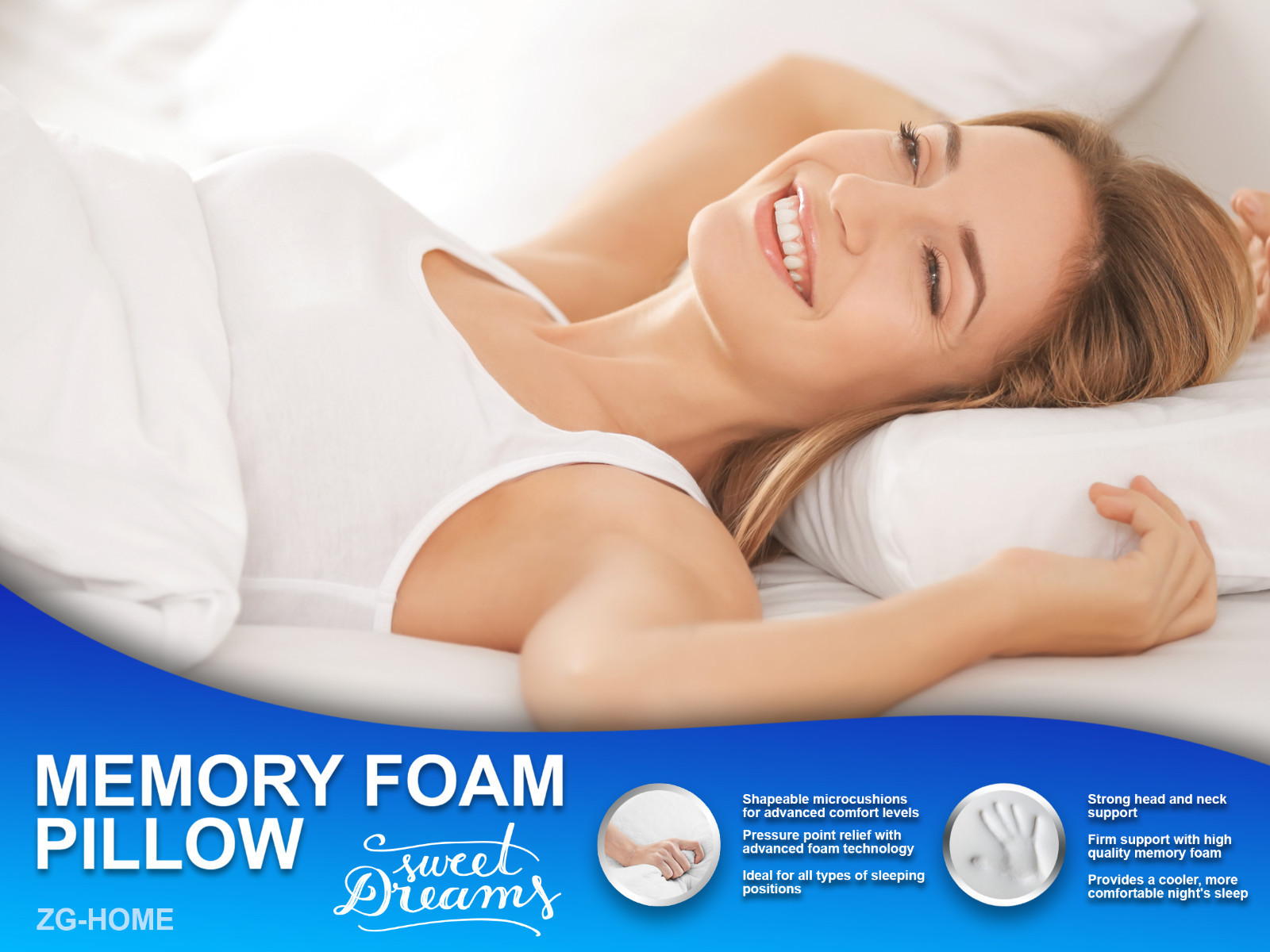 Memory Foam Pillow with Velvet Cover Queen Size (24" x 15")-Premium-Ship from US gallery