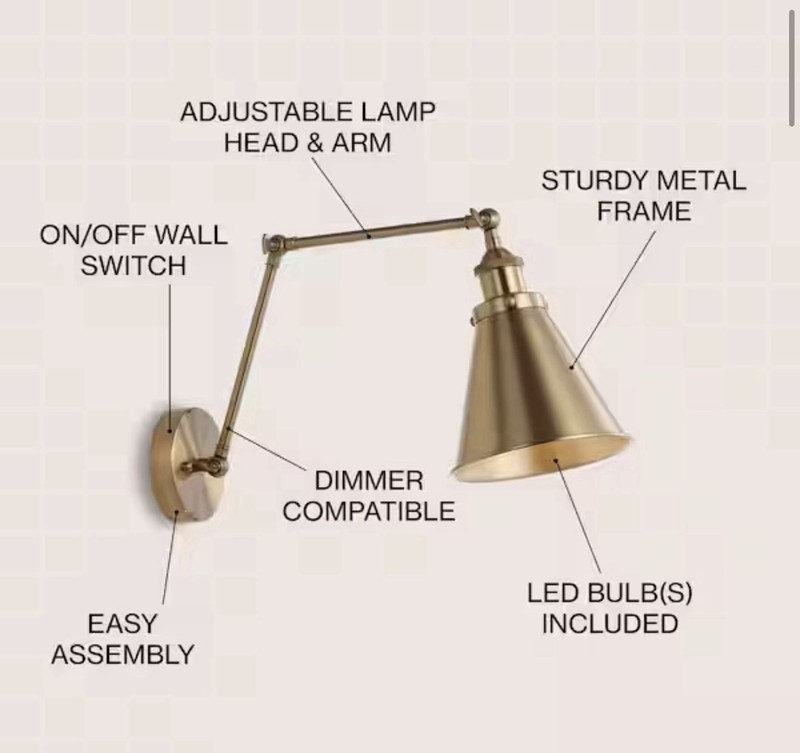 JONATHAN Y Lighting JYL7461 Rover Single Adjustable Wall Sconce - Brass - New gallery