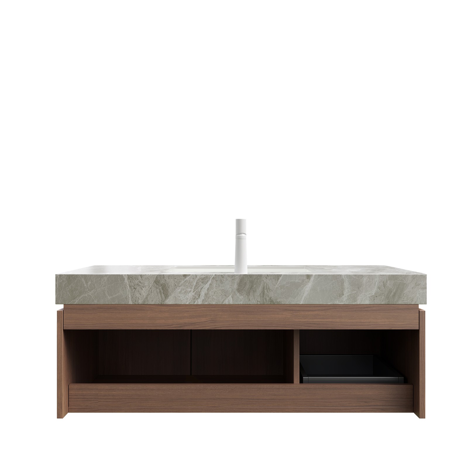 MURI 48in Floating Bathroom Vanity Sink Stone Top Ceramic Basin Brown Oak gallery