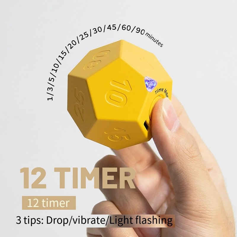 Timer Rotate Dodecagon Rechargeable Timer Sound Vibrate Light Alarm Flip4255 gallery