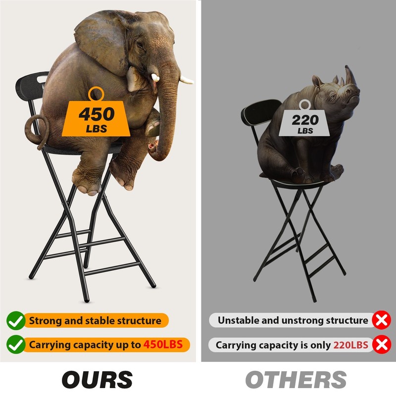 Round Collapsible Folding Bar Stool Counter Height Chairs for Camping Kitchen US gallery