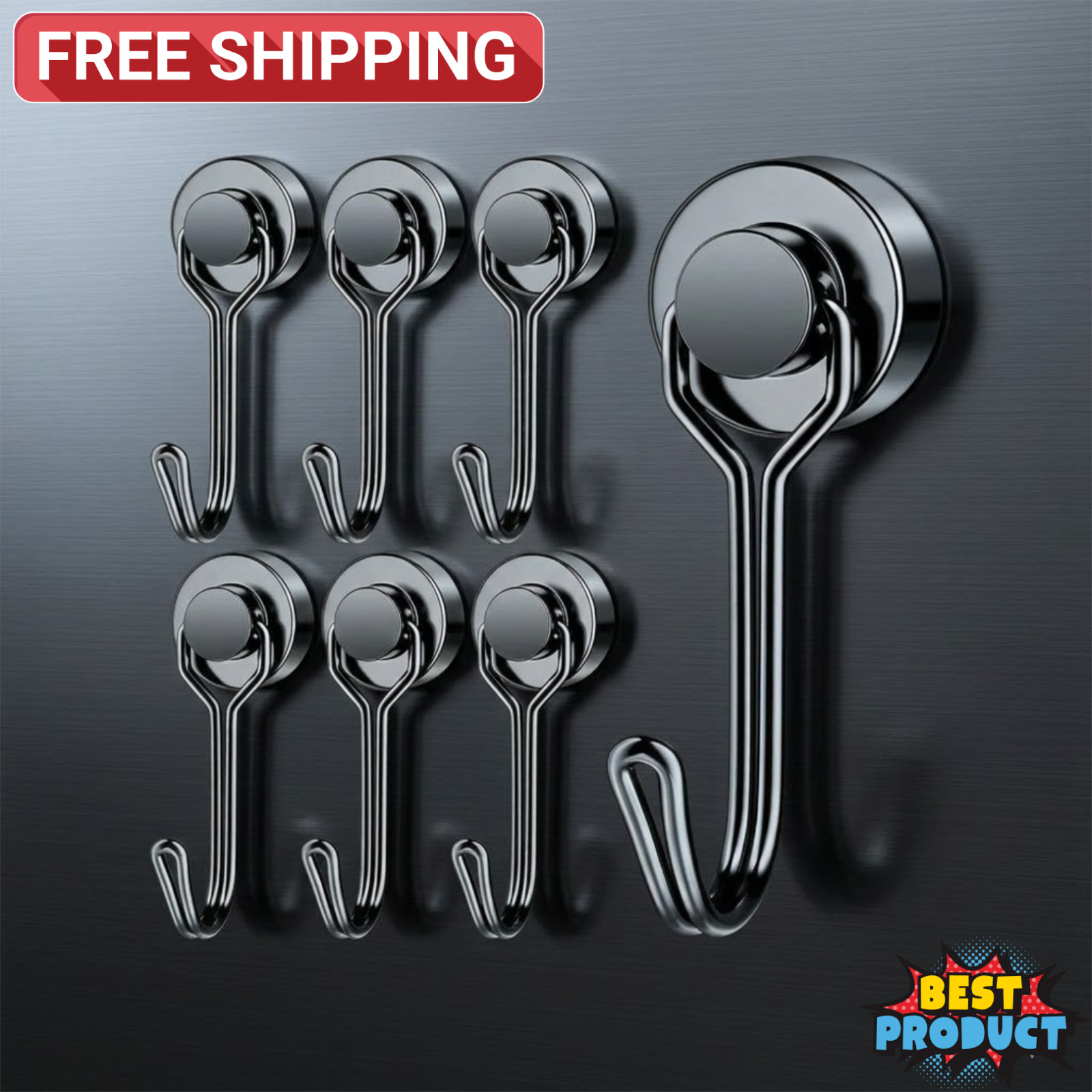 Magnetic Hook Heavy Duty Rotatable Hanger Neodymium Strong Megnet Black Hook USA gallery