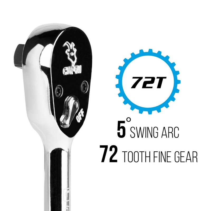 Capri Tools Low Profile Ratchet, True 72-Tooth, 1/4, 3/8, 1/2-in Drive gallery