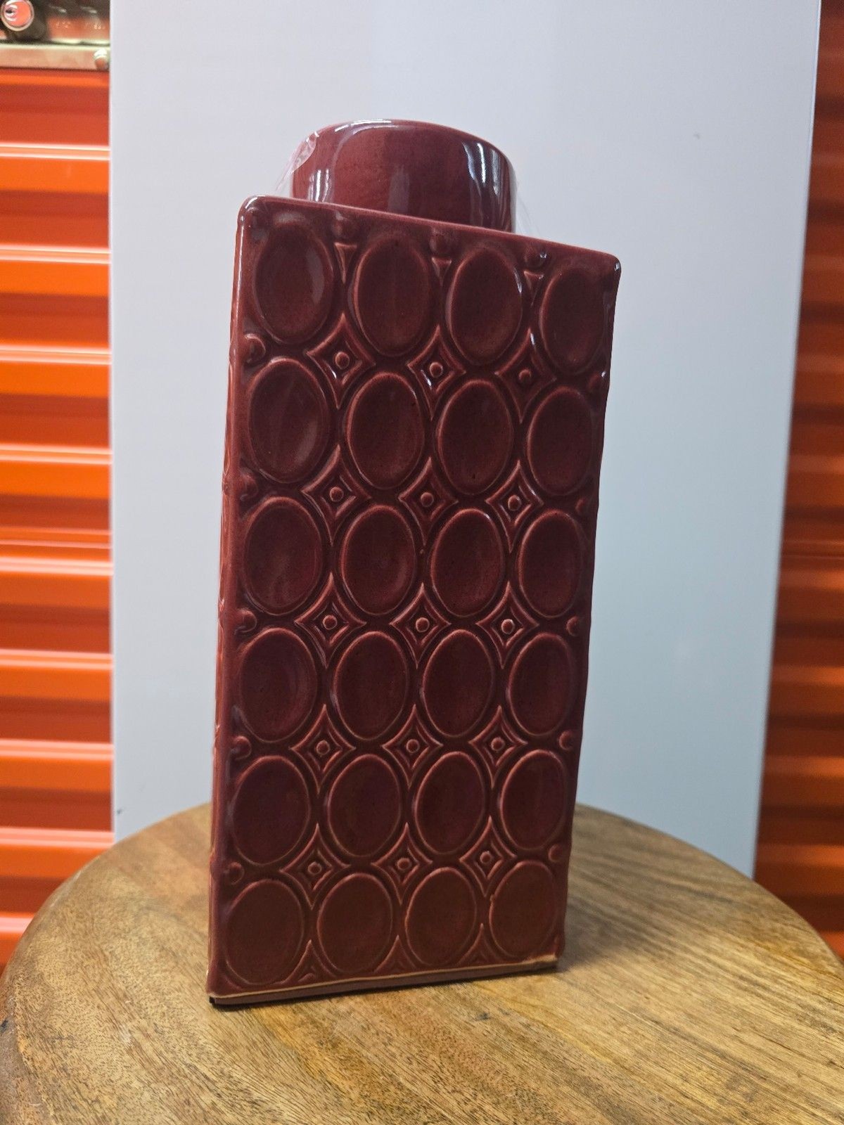 Red Diamond/Geometric Design Ceramic Cannister with Lid gallery
