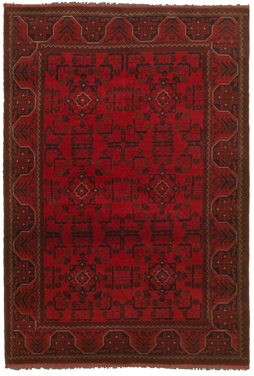 Traditional Hand-Knotted Geometric Carpet 4'2" x 6'2" Oriental Wool Area Rug gallery