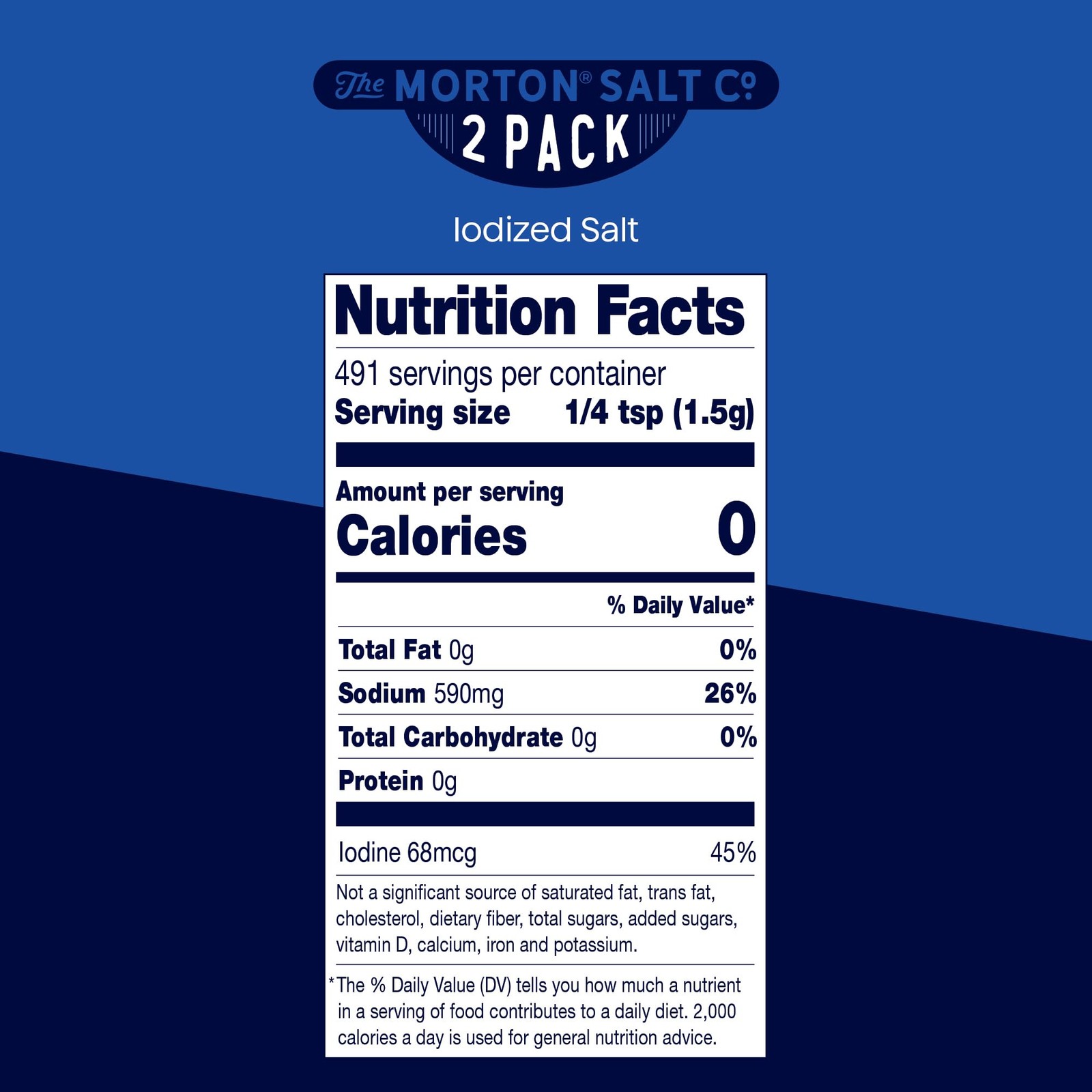 Morton Iodized Salt, All-Purpose, (26 oz), 2-Pack - 26 Ounce (Pack of 2) gallery