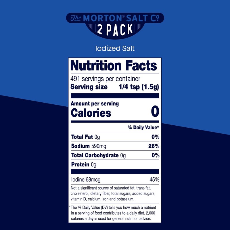 Morton Iodized Salt, All-Purpose, (26 oz), 2-Pack - 26 Ounce (Pack of 2) gallery