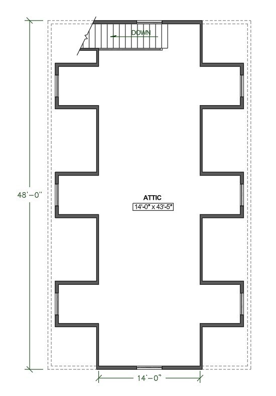 3-Car Garage Plan with Attic Apartment: 28'x48' Detached Building Blueprint gallery
