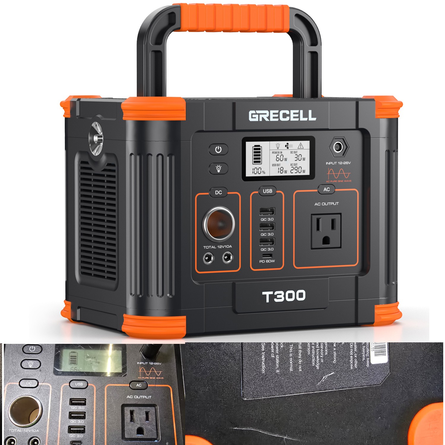 GRECELL 300W Portable Power Station 288Wh Solar Generator for Outdoors Camping gallery