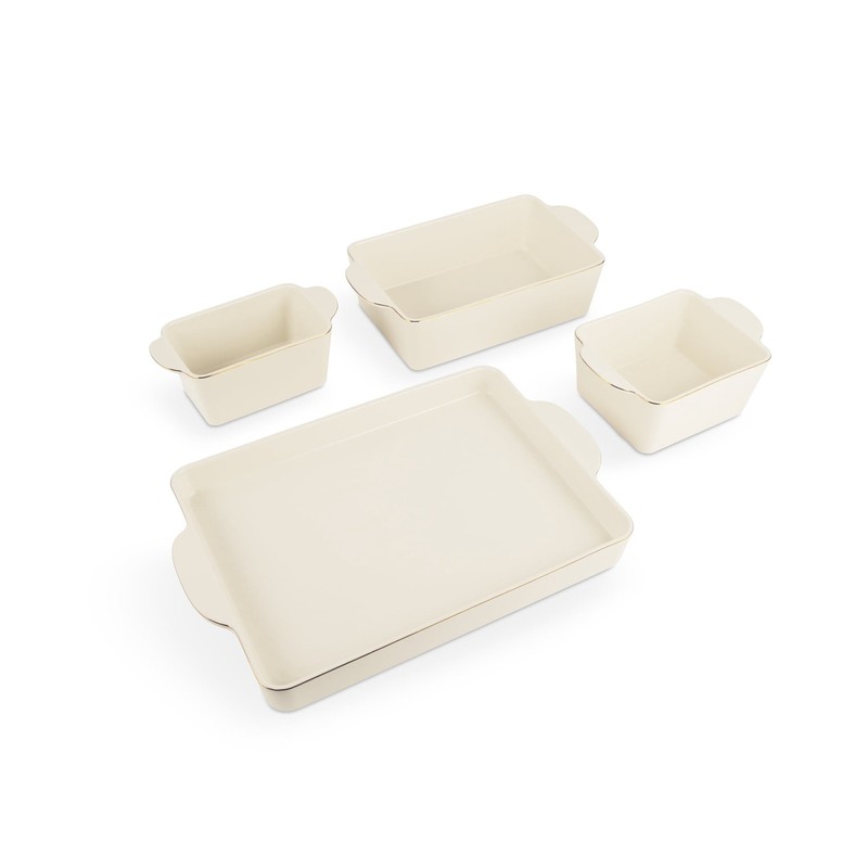 Cream Ceramic Nesting Bakeware Set 4-Piece Solid Print gallery