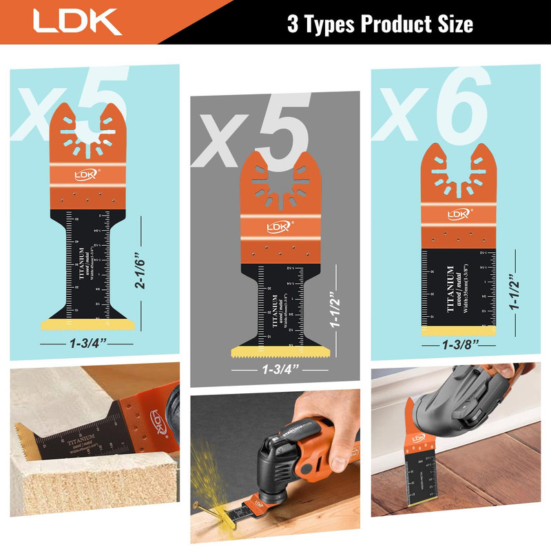 16Pc Titanium Oscillating Tool Blades, Professional Universal Multitool Blades f gallery