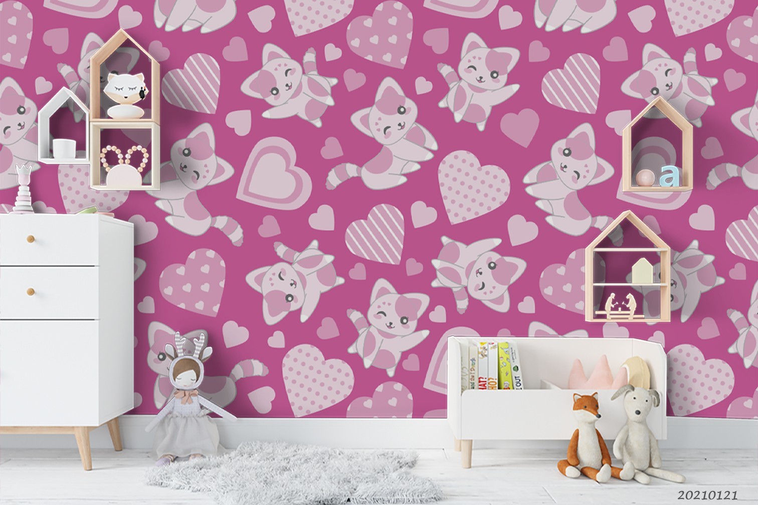 3D Cuts Dog Heart Pattern Self-adhesive Removeable Wallpaper Wall Mural gallery