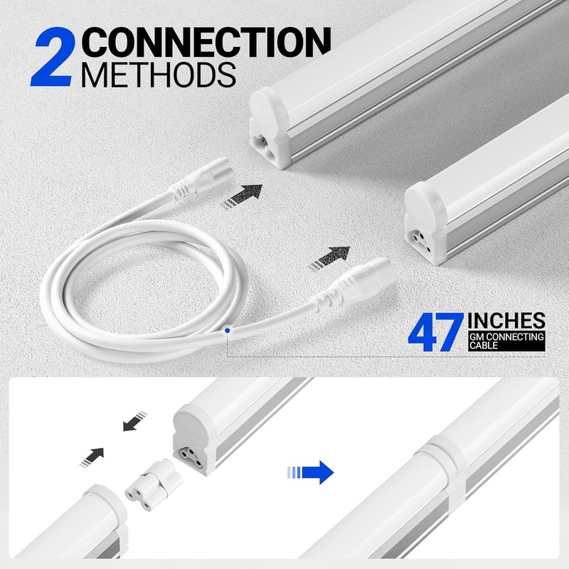 Linkable T5 LED Ceiling Light, 8 Pack, 4FT, 2200lm Bright White for Indoor Use gallery