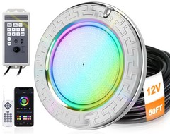 10 Inch LED Pool Light for Inground Pool w/Controller 50W Swimming Pool Light